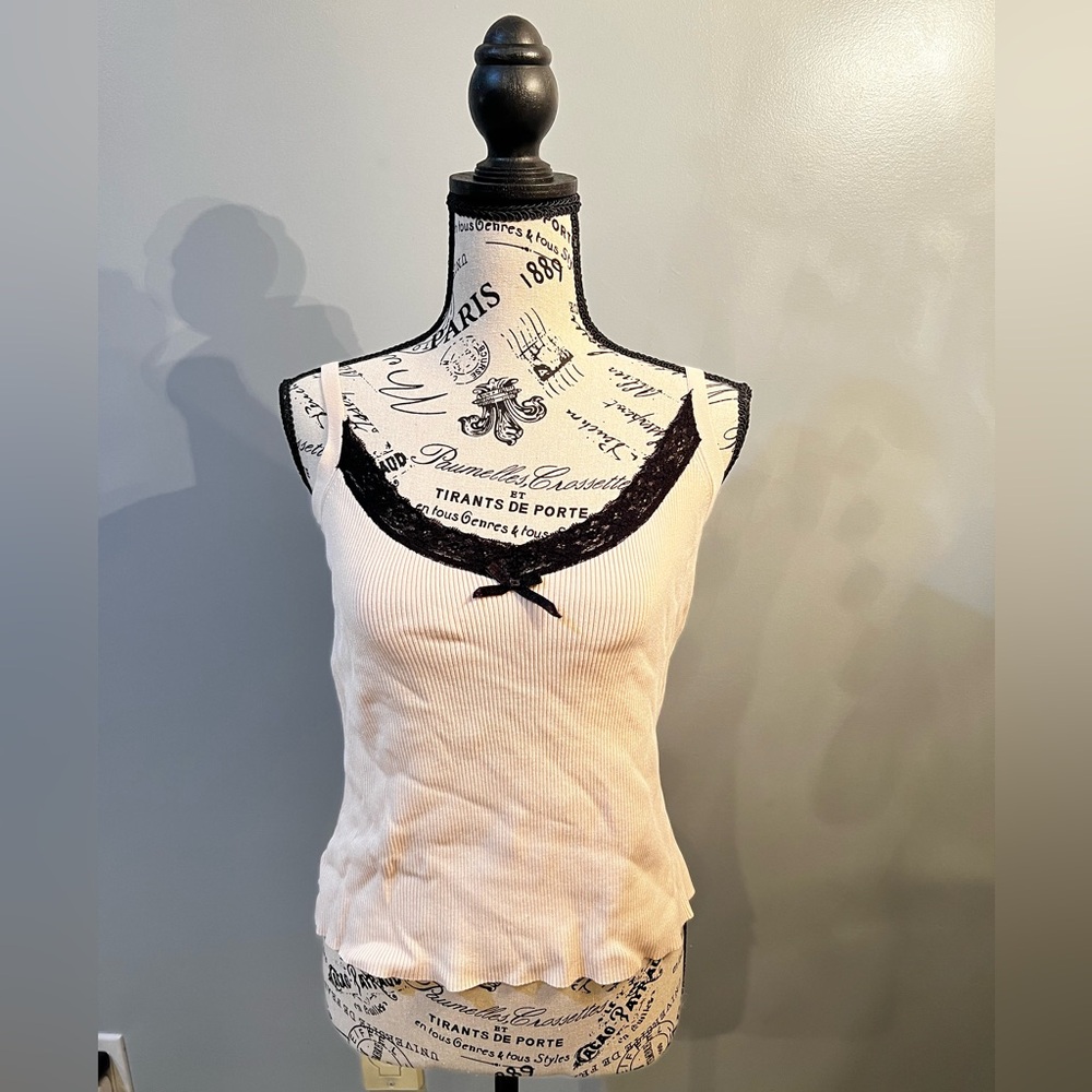 No Name Vintage Pink & Black Lace Tank